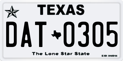 TX license plate DAT0305