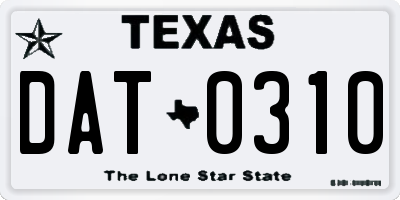 TX license plate DAT0310
