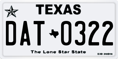 TX license plate DAT0322