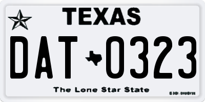 TX license plate DAT0323