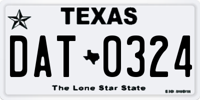 TX license plate DAT0324