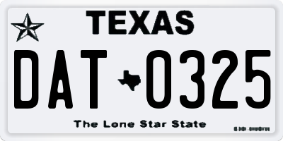 TX license plate DAT0325
