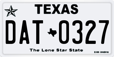 TX license plate DAT0327