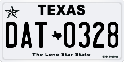 TX license plate DAT0328