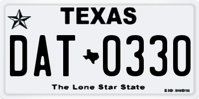 TX license plate DAT0330
