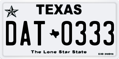 TX license plate DAT0333