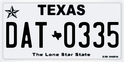 TX license plate DAT0335