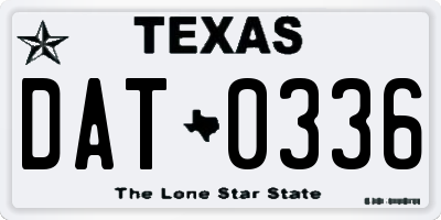 TX license plate DAT0336
