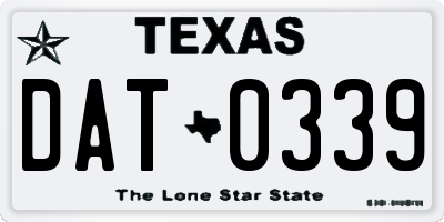 TX license plate DAT0339