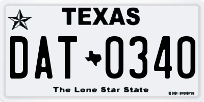 TX license plate DAT0340