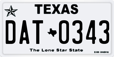 TX license plate DAT0343