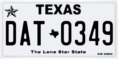 TX license plate DAT0349