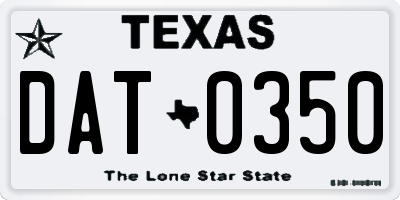 TX license plate DAT0350