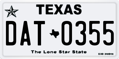 TX license plate DAT0355