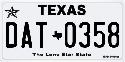 TX license plate DAT0358
