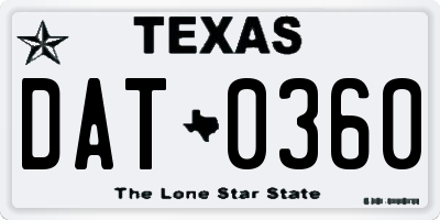 TX license plate DAT0360