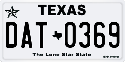 TX license plate DAT0369