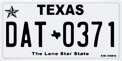 TX license plate DAT0371