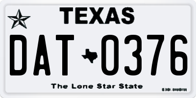 TX license plate DAT0376