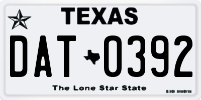 TX license plate DAT0392