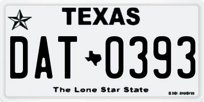 TX license plate DAT0393