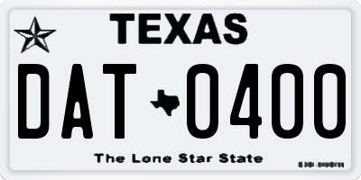 TX license plate DAT0400