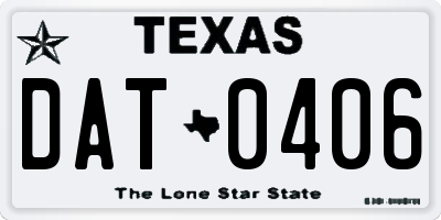 TX license plate DAT0406
