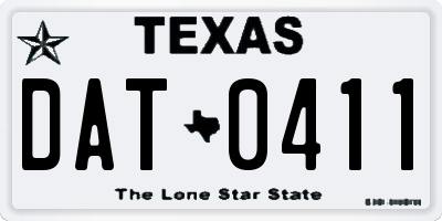 TX license plate DAT0411