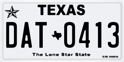 TX license plate DAT0413