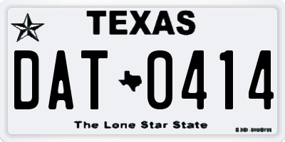TX license plate DAT0414