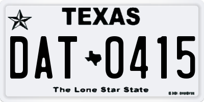 TX license plate DAT0415