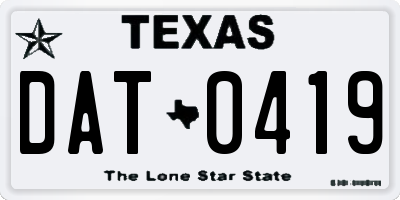 TX license plate DAT0419