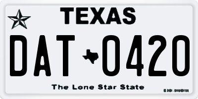 TX license plate DAT0420