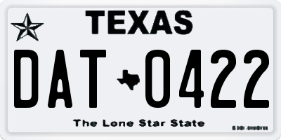 TX license plate DAT0422