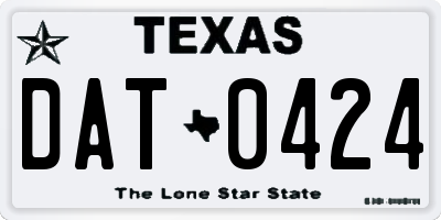TX license plate DAT0424