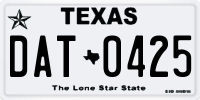 TX license plate DAT0425