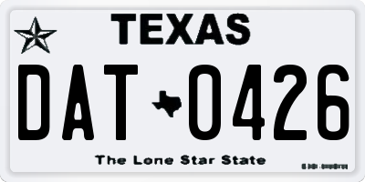 TX license plate DAT0426