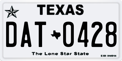 TX license plate DAT0428
