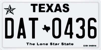 TX license plate DAT0436