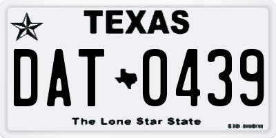 TX license plate DAT0439