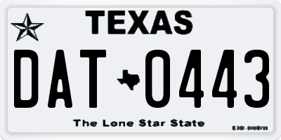 TX license plate DAT0443