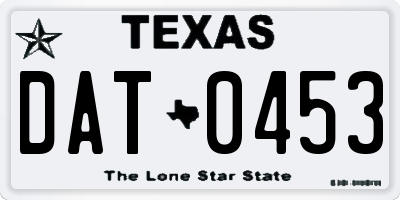 TX license plate DAT0453