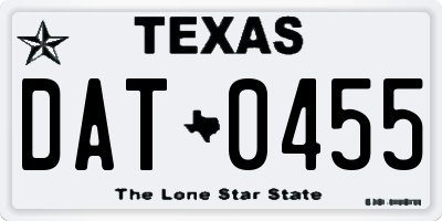 TX license plate DAT0455
