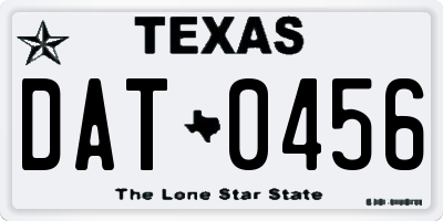 TX license plate DAT0456