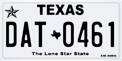TX license plate DAT0461