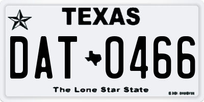 TX license plate DAT0466