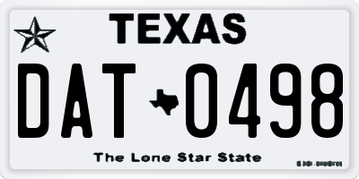 TX license plate DAT0498