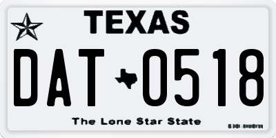 TX license plate DAT0518