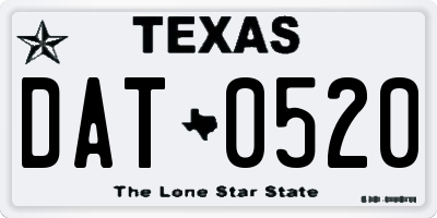 TX license plate DAT0520
