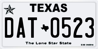 TX license plate DAT0523
